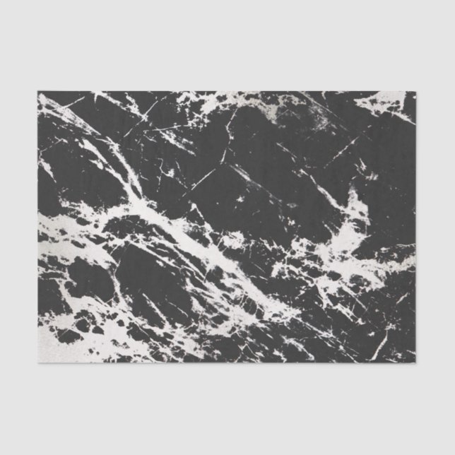 Modern Unique Black White Marble Stone Pattern Tissue Paper (Front)