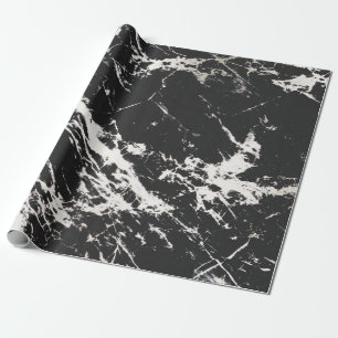 Modern Unique Black White Marble Stone Pattern Wrapping Paper