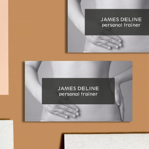Modern Unique Black White Personal Trainer Business Card