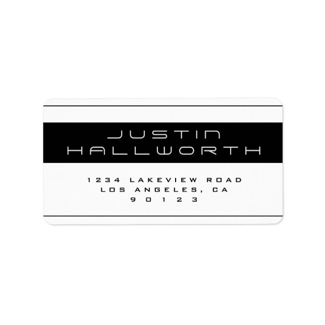 Modern Unique Black & White Return Address Label (Front)