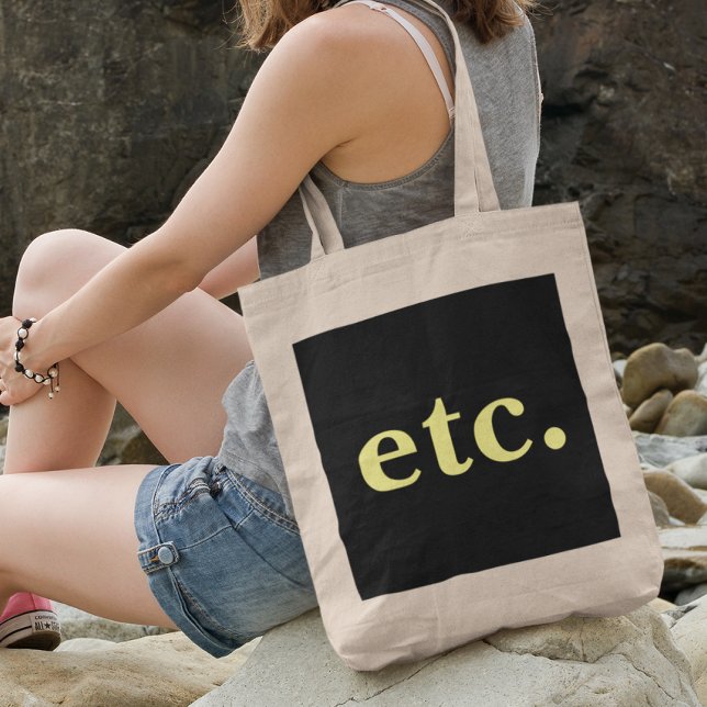 Modern Unique Black & Yellow Bold Script Quote  Tote Bag (Creator Uploaded)