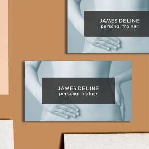 Modern Unique Blue Grey Personal Trainer Business Card