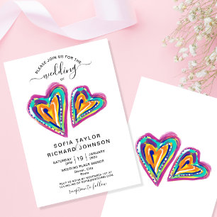 Modern Unique Colourful Heart Boho Invitation