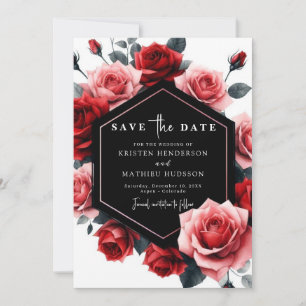 Modern Unique Crimson Red Wedding Save The Date