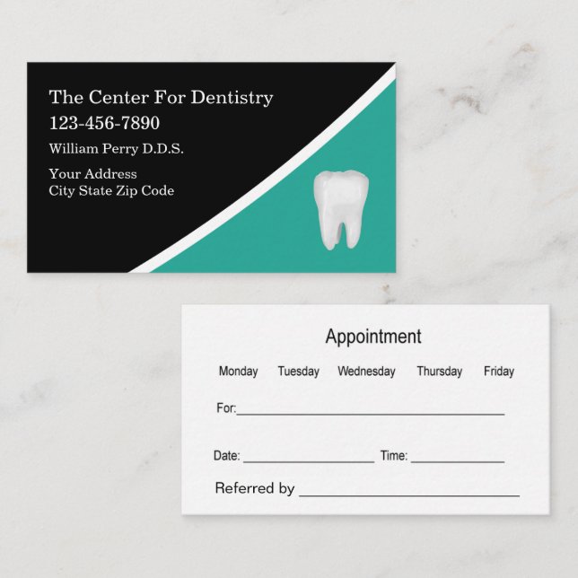 Modern Unique Dentist Appointment Business Cards (Front/Back)