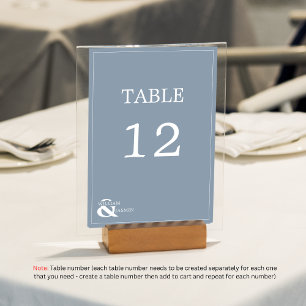 Modern Unique Dusty Blue Wedding With Names & Table Number