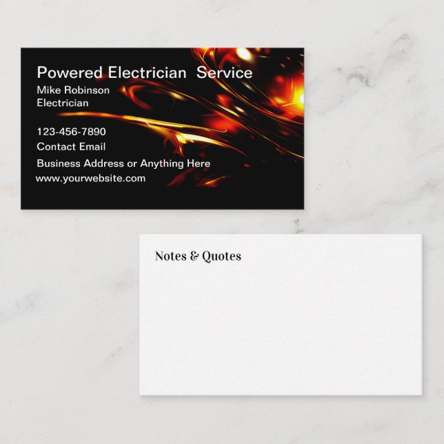 Modern Unique Electrician Business Cards  (Front/Back)