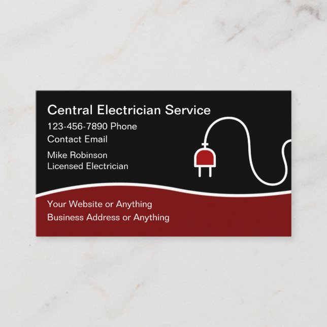 Modern Unique Electrician Business Cards (Front)