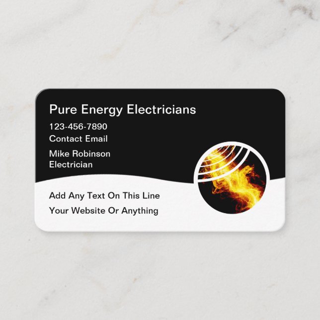 Modern Unique Electrician Technology Business Card (Front)