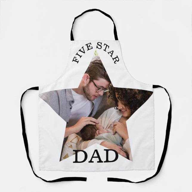Modern Unique Fathers day Five star Dad 1 photo Apron (Front)