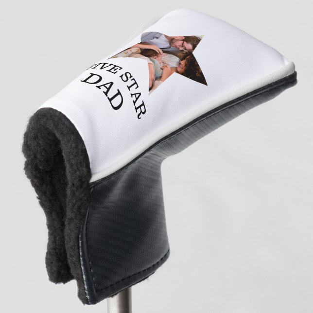 Modern Unique Fathers day Five star Dad 1 photo Golf Head Cover (3/4 Front)