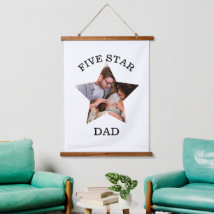 Modern Unique Fathers day Five star Dad 1 photo Hanging Tapestry