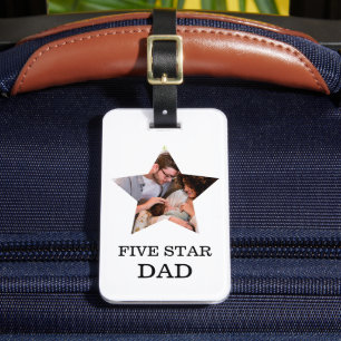 Modern Unique Fathers day Five star Dad 1 photo Luggage Tag