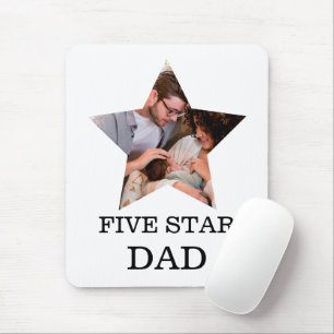 Modern Unique Fathers day Five star Dad 1 photo Mouse Mat