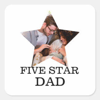 Modern Unique Fathers day Five star Dad 1 photo Square Sticker