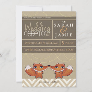 Modern Unique Foxes Wedding Couple Invite