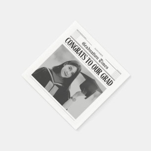 Modern unique funny photo newspaper graduation napkin