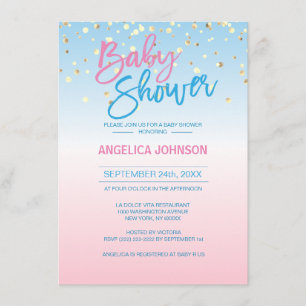 Modern Unique Gender Reveal Gold Baby Shower Party Invitation