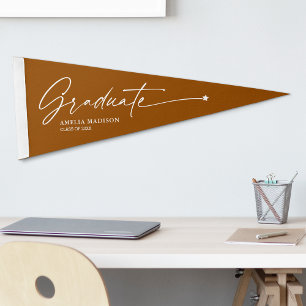 Modern Unique Handwritten Script Star Your Name Pennant Flag
