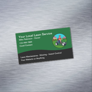 Modern Unique Lawn Service Magnetic Business Card