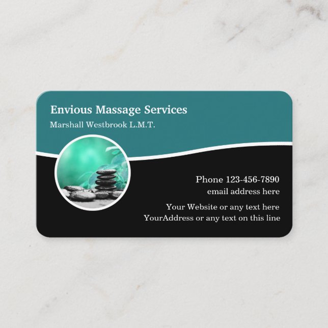 Modern Unique Massage Therapist Business Card (Front)