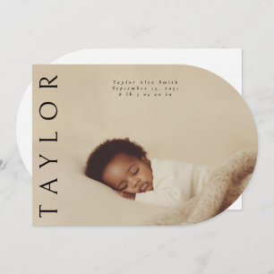 Modern Unique Minimal Photo Birth Announcement