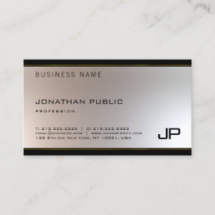Modern Unique Monogram Glamour Gold Silver Nice Business Card