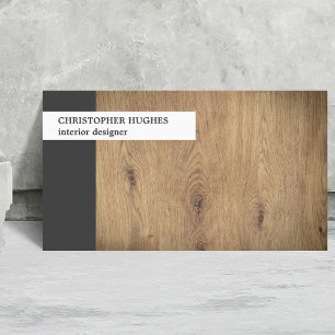 Modern Unique Photo Wooden Interior Designer Business Card