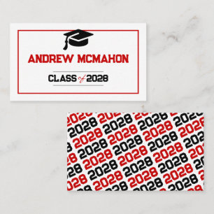 Modern & Unique Red and Black Graduate Name Cards