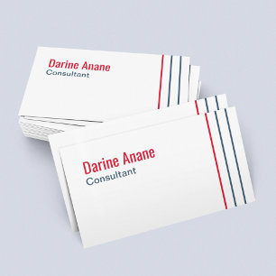 Modern Unique Red & Blue Stripes Professional  Business Card