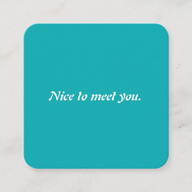 Modern Unique Turquoise Typography Life Coach  Square Business Card (Front)