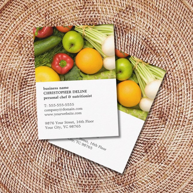 Modern Unique Vegetable Personal Chef Nutritionist Business Card (Creator Uploaded)