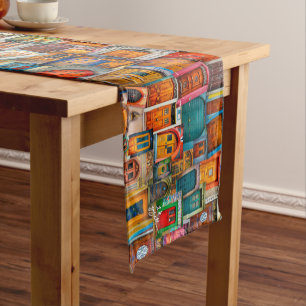 Modern Unique Vintage Door Art Photography Short Table Runner