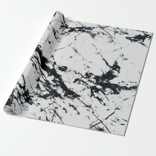Modern Unique White Black Marble Stone Pattern Wrapping Paper