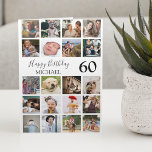 Modern Unisex 20 Photo Collage Birthday Card<br><div class="desc">This photo collage birthday card has 20 photos,  can be for him or her,  and you can add the age. The card is easy to personalise and the font styles,  size and colour can be changed by clicking on the customise further link after personalising.</div>