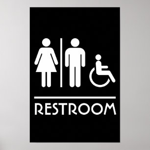 Modern Unisex Restroom Sign for Business Door
