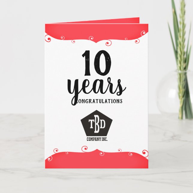 Modern universal employee anniversary card (Front)