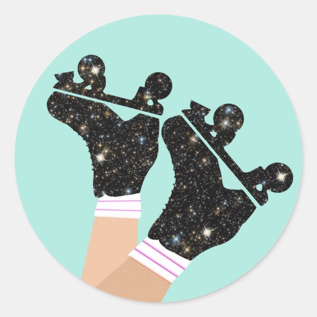 Modern Universe Roller Skates Roller Derby Mint Classic Round Sticker (Front)