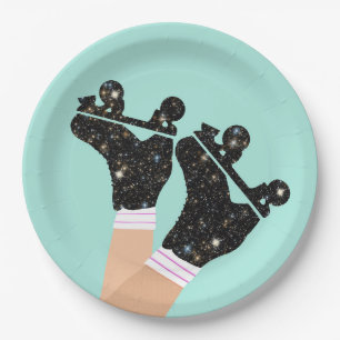 Modern Universe Roller Skates Roller Derby Mint Paper Plate