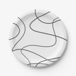 Modern, urban, abstract pattern. Curvy, wavy lines Paper Plate