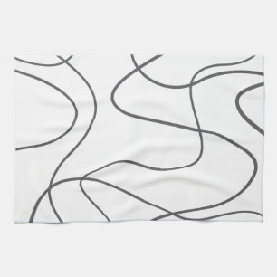 Modern, urban, abstract pattern. Curvy, wavy lines Tea Towel