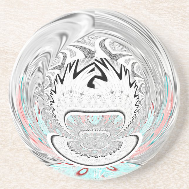 Modern Urban Ash Gray Flora Abstract Pattern Art  Coaster (Front)