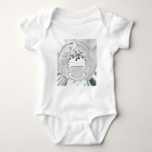 Modern Urban Ash Grey Flora Abstract Pattern Art  Baby Bodysuit