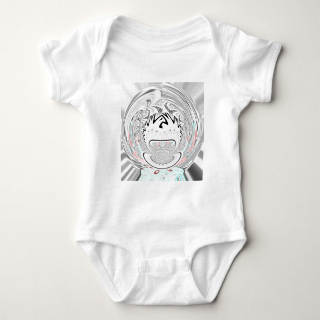 Modern Urban Ash Grey Flora Abstract Pattern Art  Baby Bodysuit (Front)