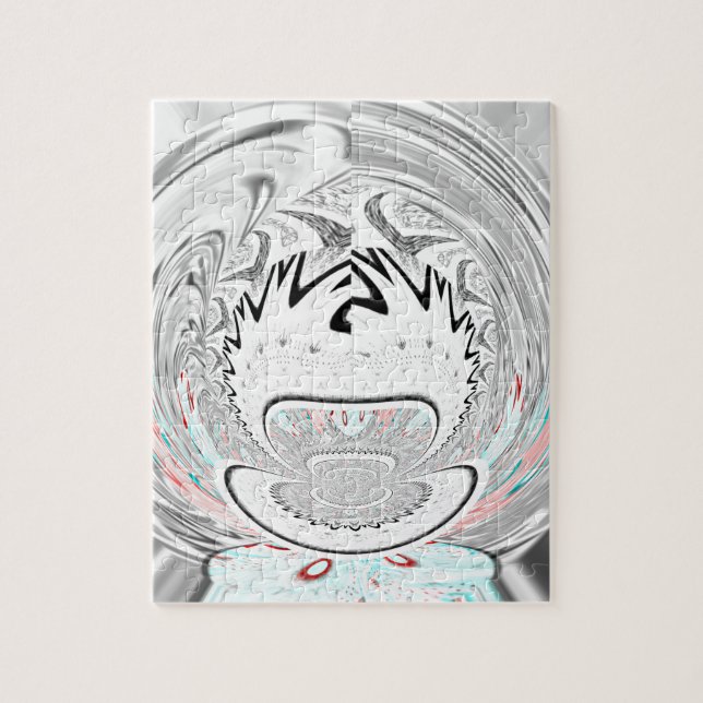 Modern Urban Ash Grey Flora Abstract Pattern Art  Jigsaw Puzzle (Vertical)