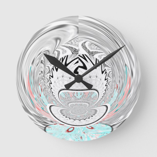 Modern Urban Ash Grey Flora Abstract Pattern Art  Round Clock (Front)