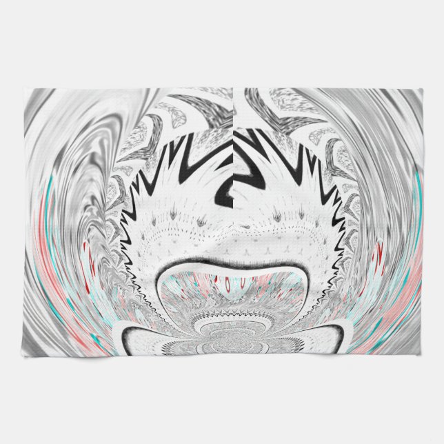 Modern Urban Ash Grey Flora Abstract Pattern Art  Tea Towel (Horizontal)