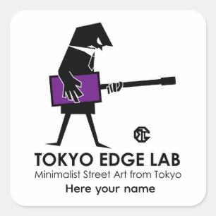 Modern Urban Bass Player Graphic - Tokyo Edge Lab Square Sticker