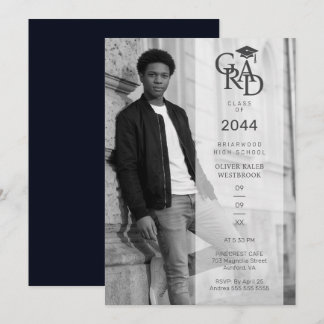 Modern Urban Black White Photo Grad Party TMF26 Invitation