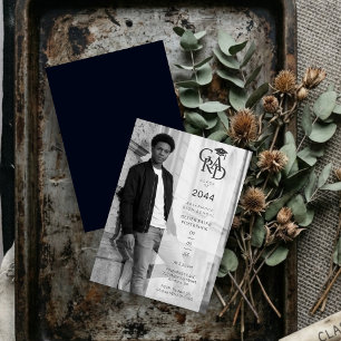 Modern Urban Black White Photo Grad Party TMF26 Invitation
